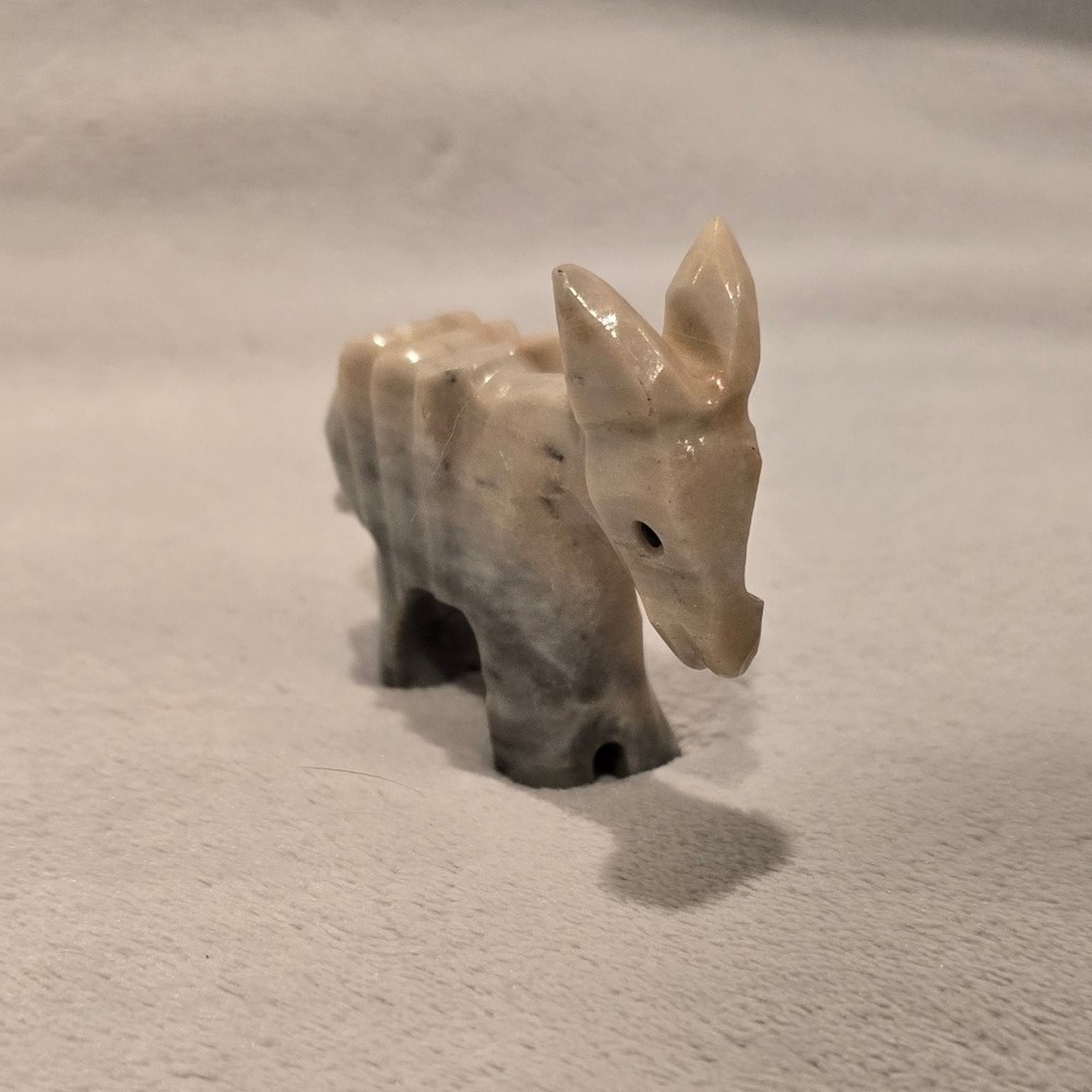Mini Hand Carved Stone Donkey Figurine Sculpture Animal Collectible Decor Art